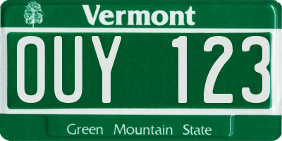 VT license plate OUY123