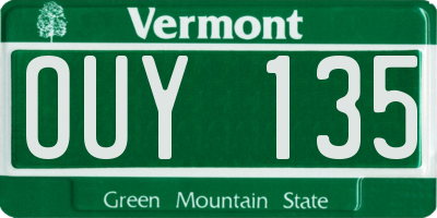 VT license plate OUY135