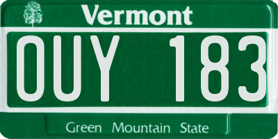 VT license plate OUY183