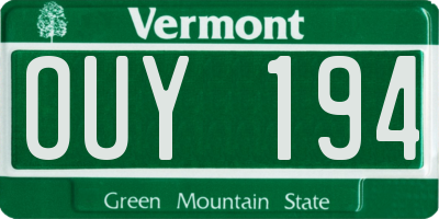 VT license plate OUY194