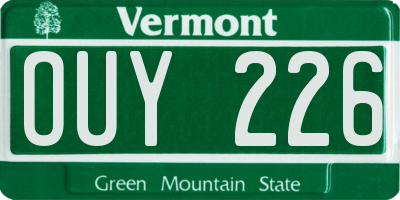 VT license plate OUY226