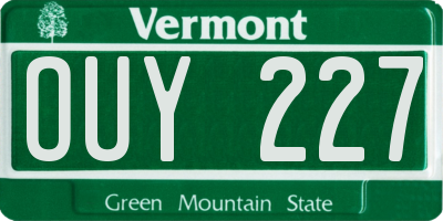 VT license plate OUY227