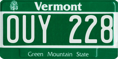 VT license plate OUY228