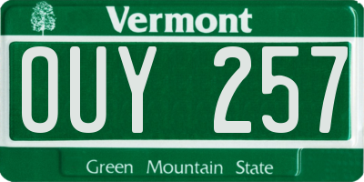 VT license plate OUY257
