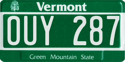 VT license plate OUY287