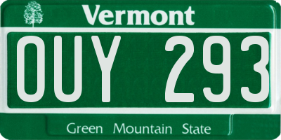 VT license plate OUY293