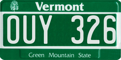 VT license plate OUY326