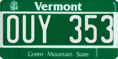 VT license plate OUY353