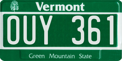 VT license plate OUY361