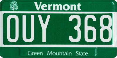 VT license plate OUY368