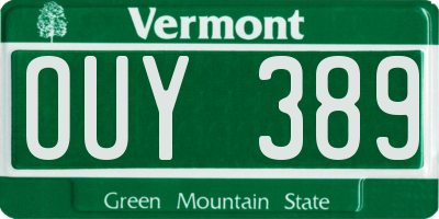VT license plate OUY389