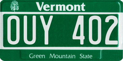 VT license plate OUY402