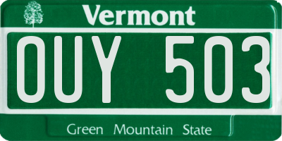 VT license plate OUY503