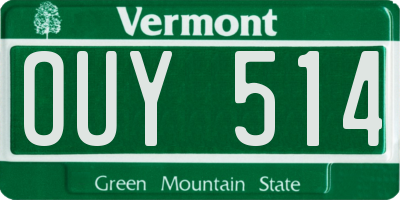 VT license plate OUY514
