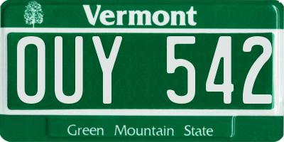 VT license plate OUY542
