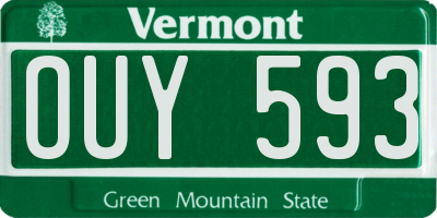 VT license plate OUY593