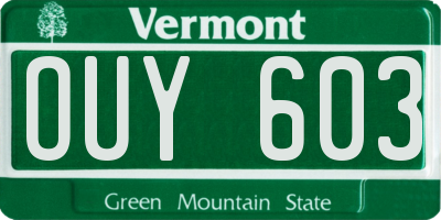 VT license plate OUY603