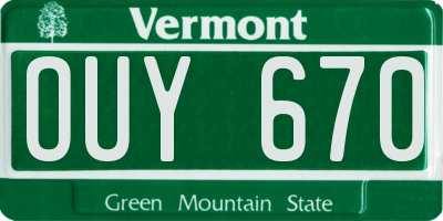 VT license plate OUY670