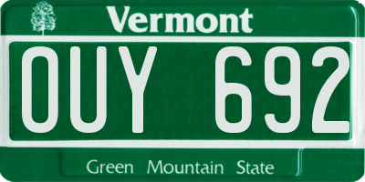 VT license plate OUY692