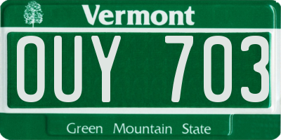 VT license plate OUY703