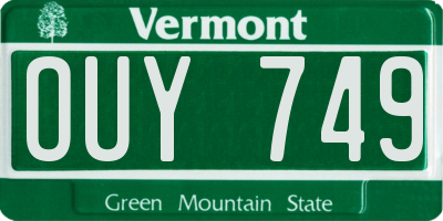 VT license plate OUY749
