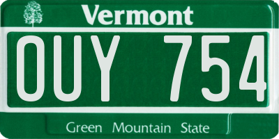 VT license plate OUY754