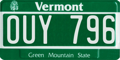 VT license plate OUY796