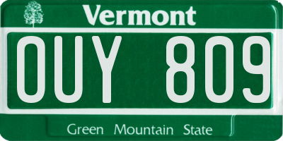 VT license plate OUY809
