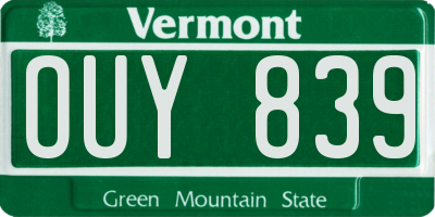 VT license plate OUY839