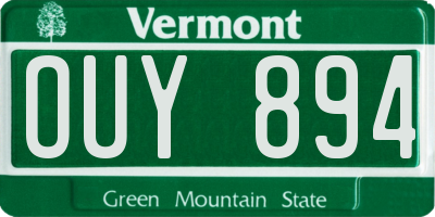 VT license plate OUY894