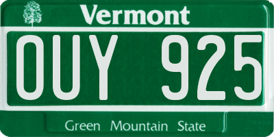 VT license plate OUY925