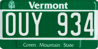 VT license plate OUY934