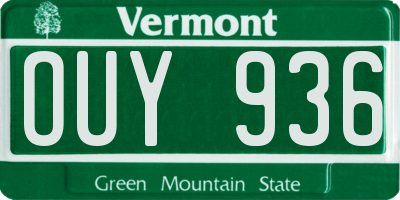 VT license plate OUY936