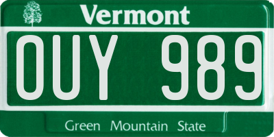 VT license plate OUY989