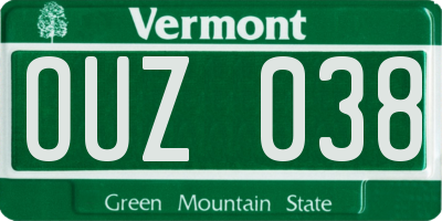 VT license plate OUZ038