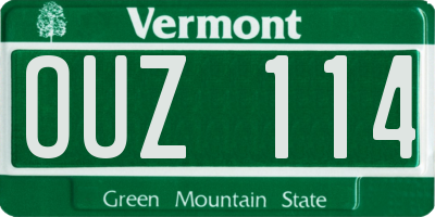 VT license plate OUZ114