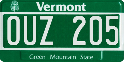 VT license plate OUZ205