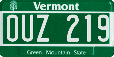 VT license plate OUZ219