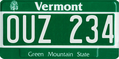 VT license plate OUZ234