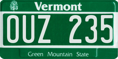 VT license plate OUZ235