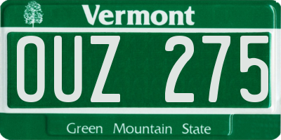 VT license plate OUZ275
