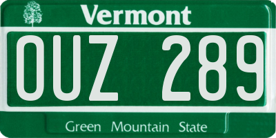 VT license plate OUZ289