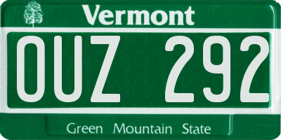 VT license plate OUZ292