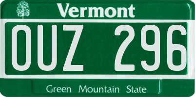 VT license plate OUZ296
