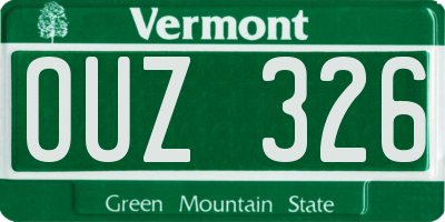 VT license plate OUZ326
