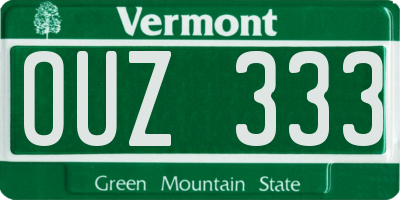VT license plate OUZ333