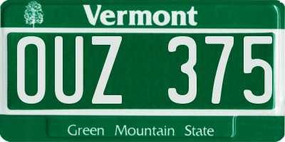 VT license plate OUZ375