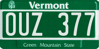 VT license plate OUZ377