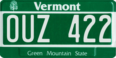 VT license plate OUZ422