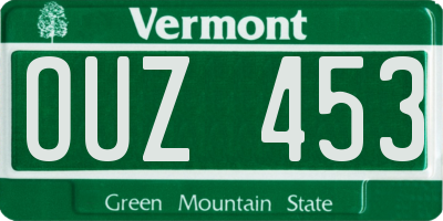 VT license plate OUZ453
